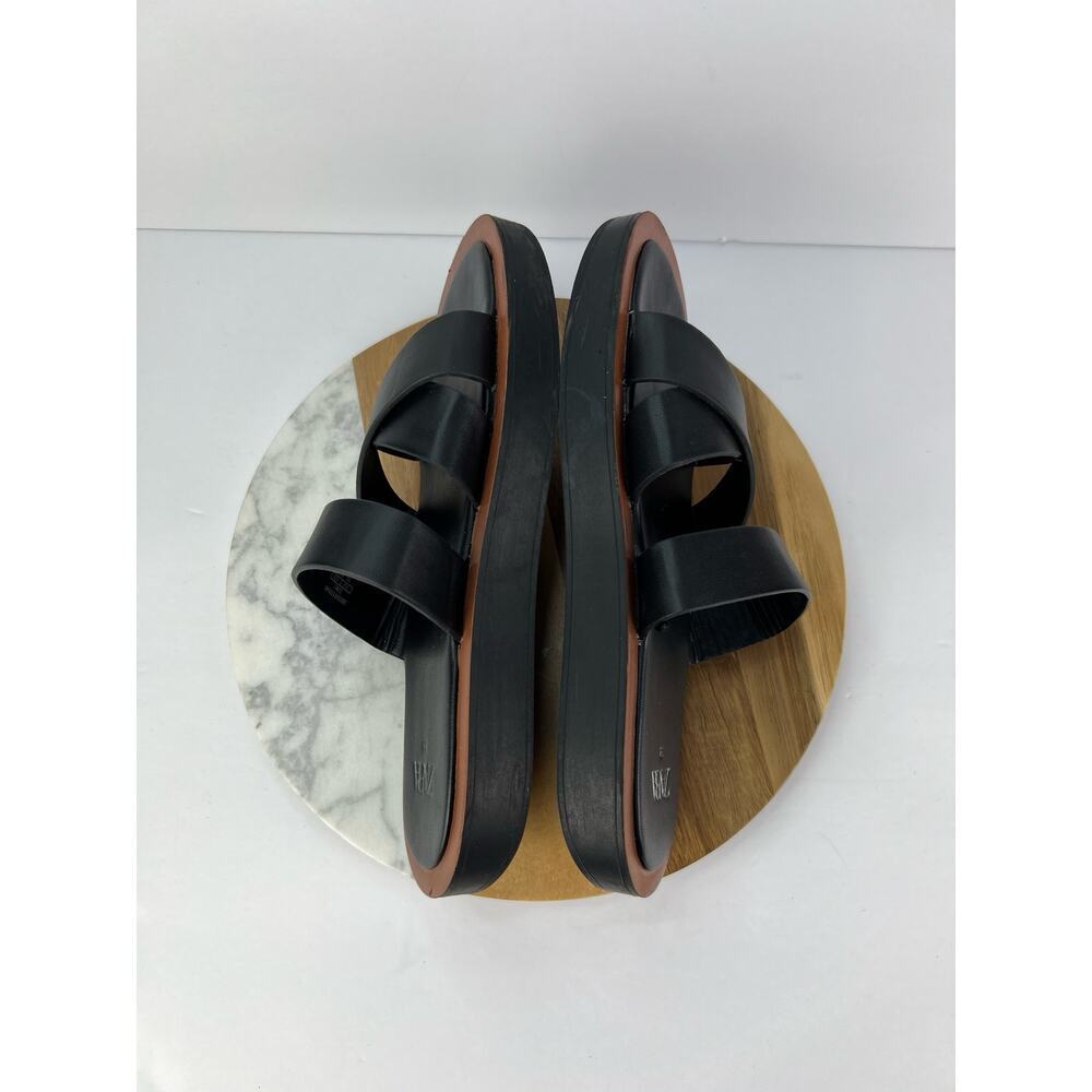 Zara Minimal Black Slip On Chunky Platform Slide Flat Sandals Size 8/39 - Picture 6 of 8